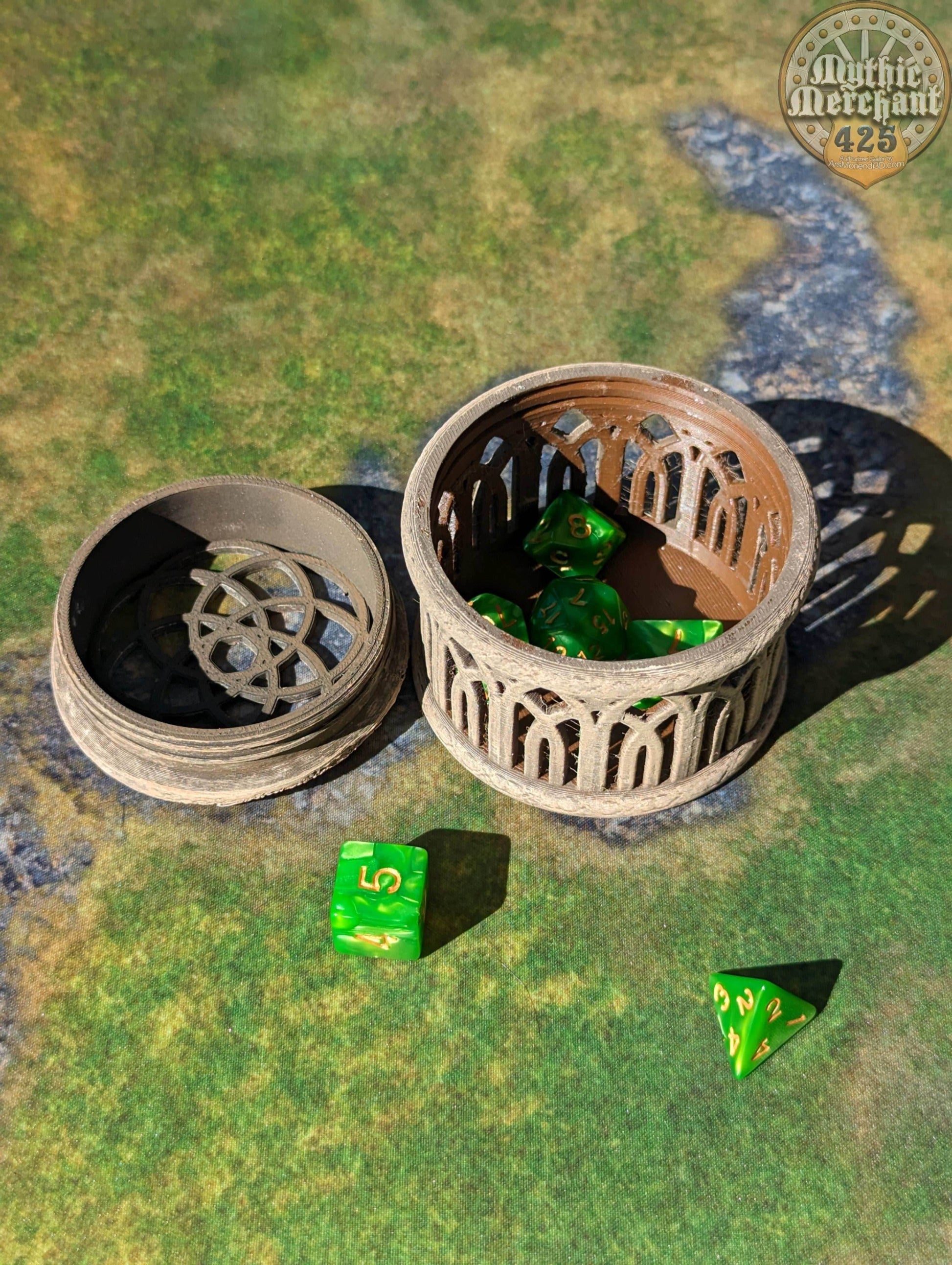 Elf 3D Printed Dice Jail | Dice Vault | Dice Box | Mythic Mugs Collection by Ars Moriendi 3D- Embrace the Elegance of Elven Enchantment! - Black / Yes- Include Random Dice Set