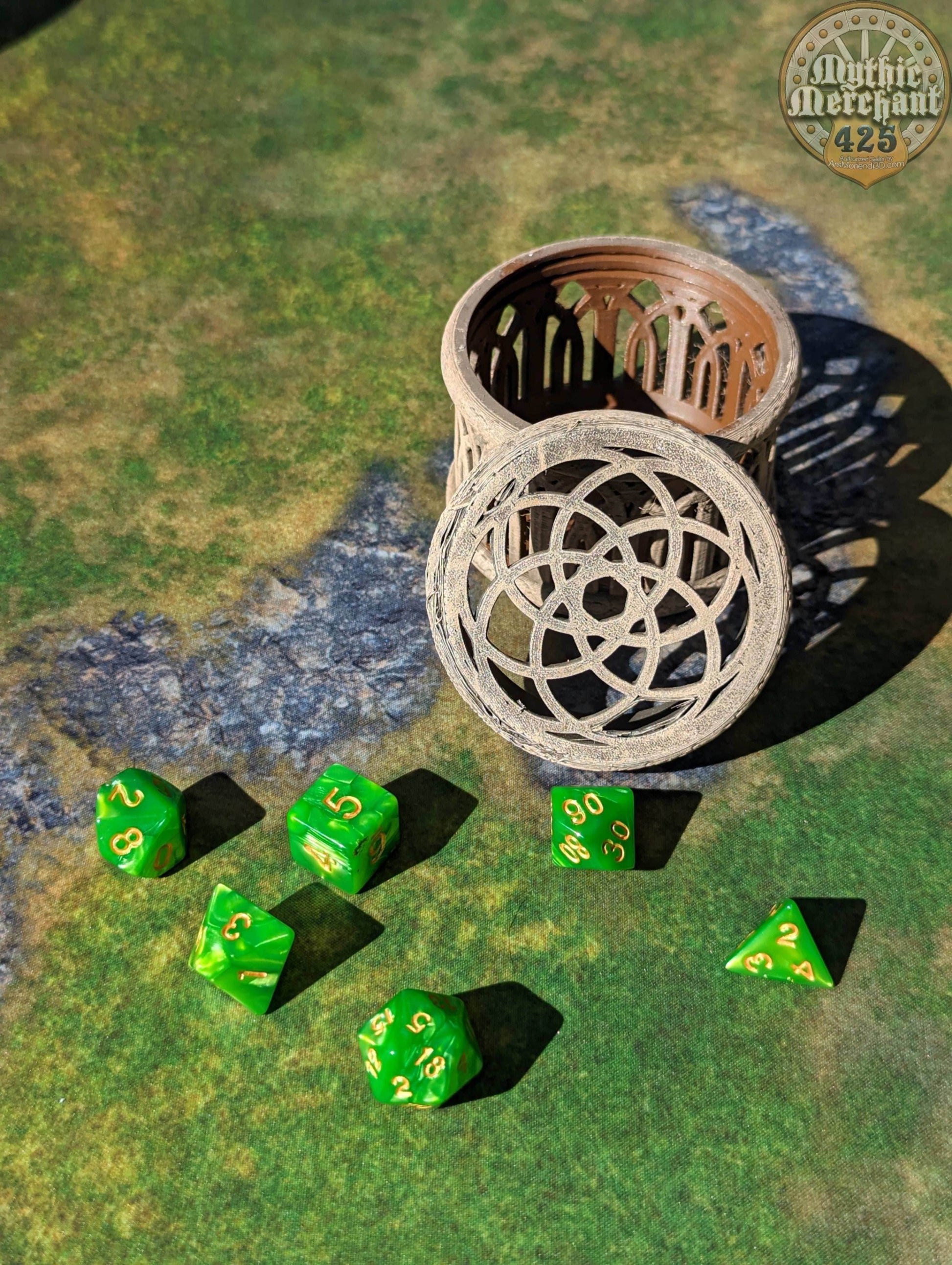 Elf 3D Printed Dice Jail | Dice Vault | Dice Box | Mythic Mugs Collection by Ars Moriendi 3D- Embrace the Elegance of Elven Enchantment! - Black / Yes- Include Random Dice Set