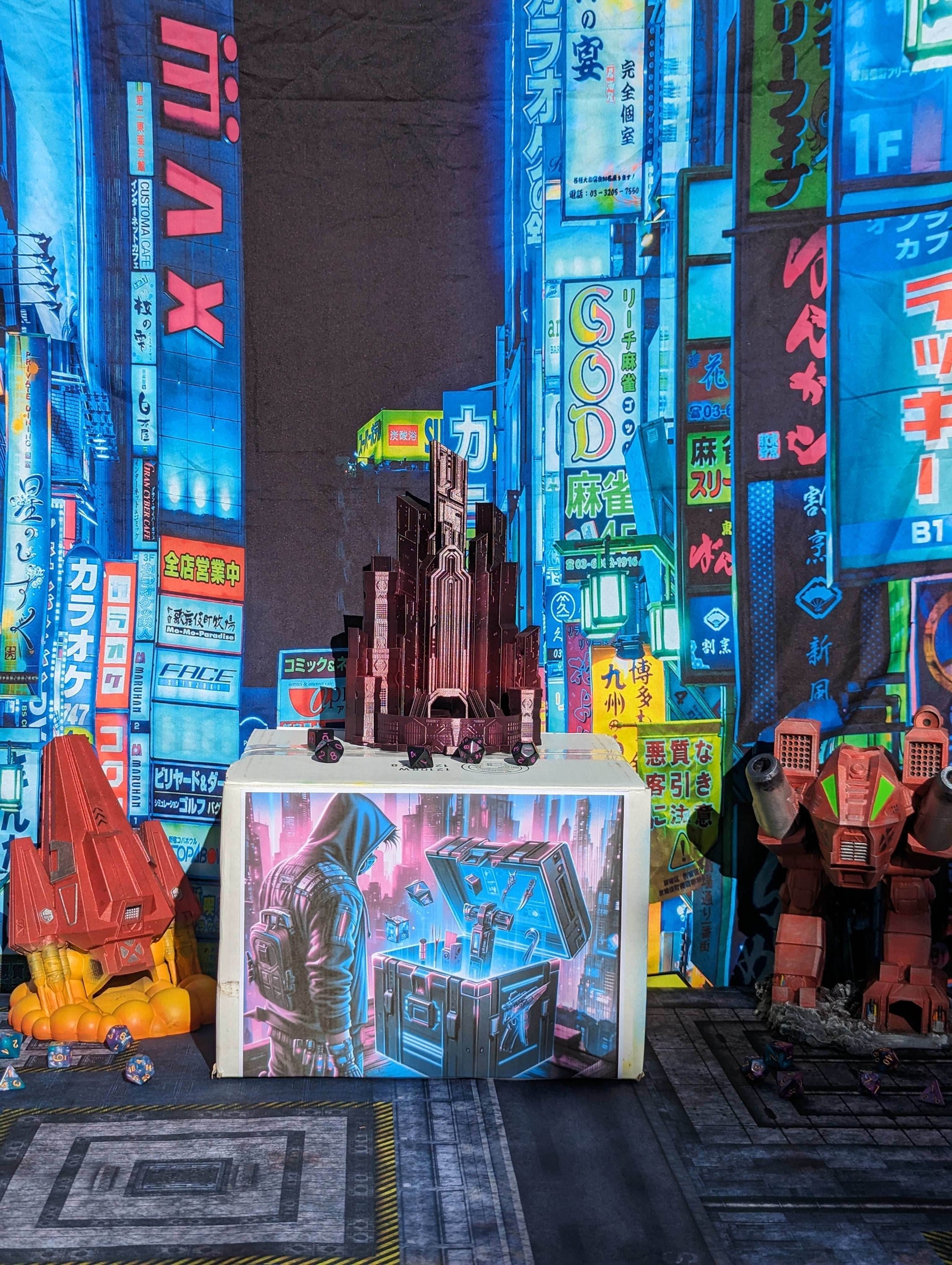 Cyberpunk Nexus Box| Cyberpunk Sci-Fi Mystery Loot Box | Dice Tower | RPG Dice Jail | DnD Can Holder | Player Gifts - Enter the Future! - Hand Painted Items