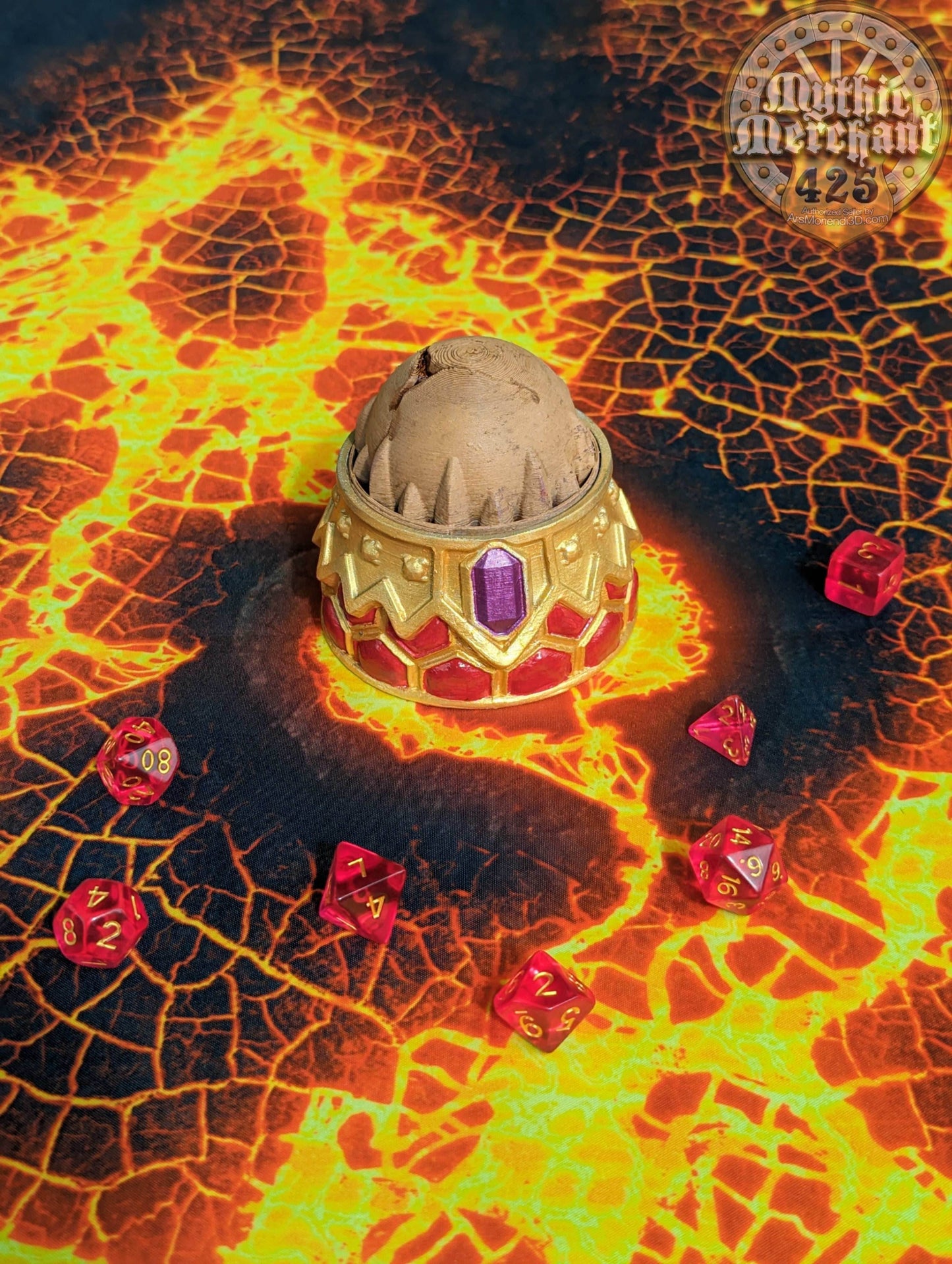 Dragon Blooded Half Dragon 3D Printed Dice Storage Box | Dice Vault | Dice Jail | RPG Cosplay - Dungeons and Dragon DnD D&D Wargaming - Black / Yes- Include Random Dice Set