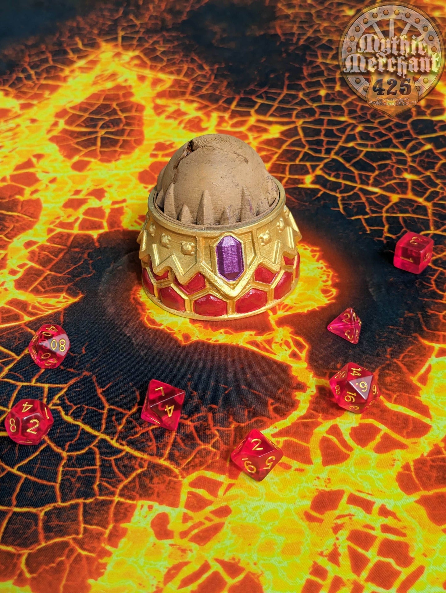 Dragon Blooded Half Dragon 3D Printed Dice Storage Box | Dice Vault | Dice Jail | RPG Cosplay - Dungeons and Dragon DnD D&D Wargaming - Black / Yes- Include Random Dice Set