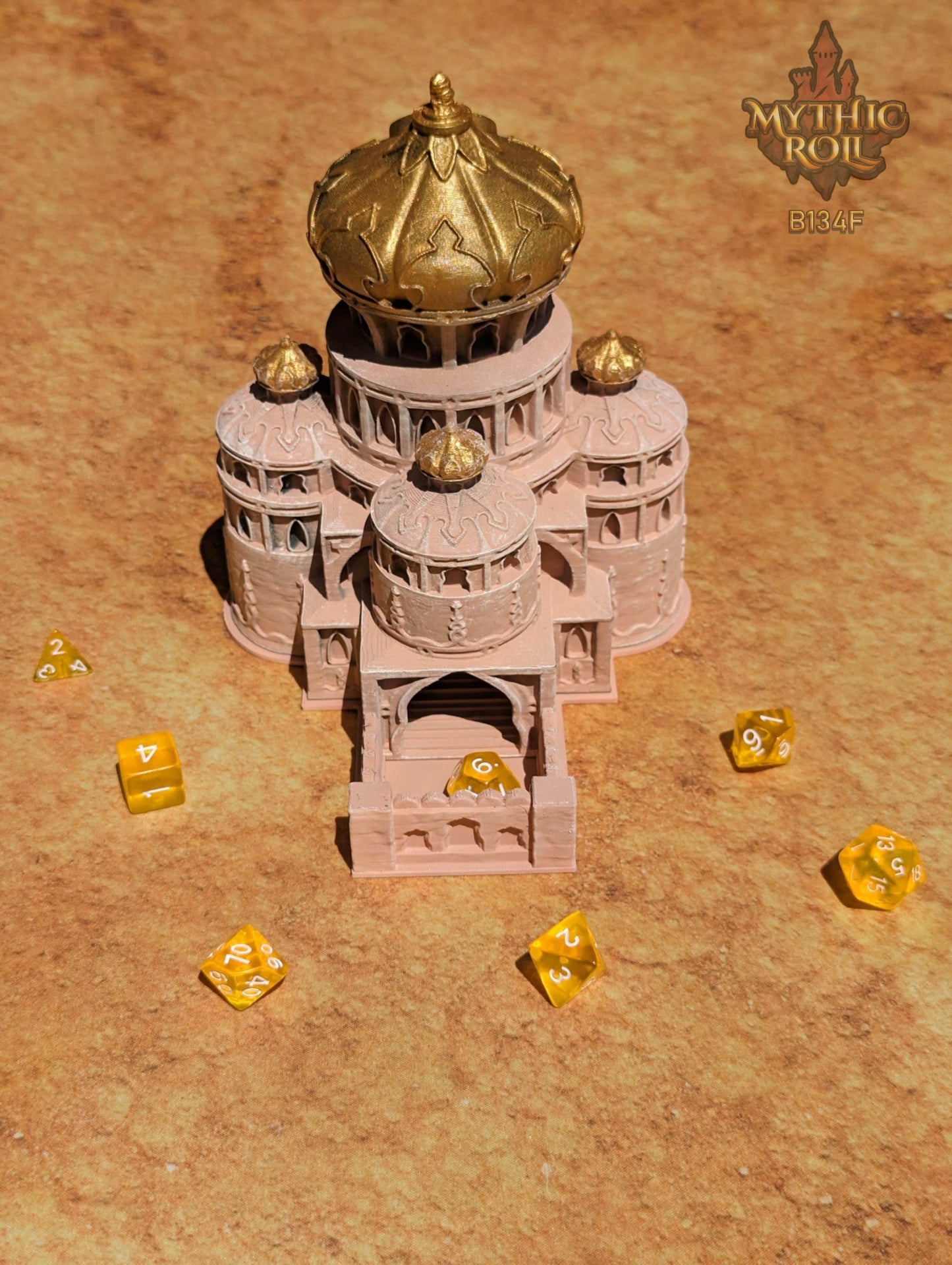 Al Qala 3D Printed Dice Tower by Unchained Games - Mythic Roll - Experience the Desert Warrior's Enigmatic Echoes with each roll! - Black / Yes- Include Random Dice Set
