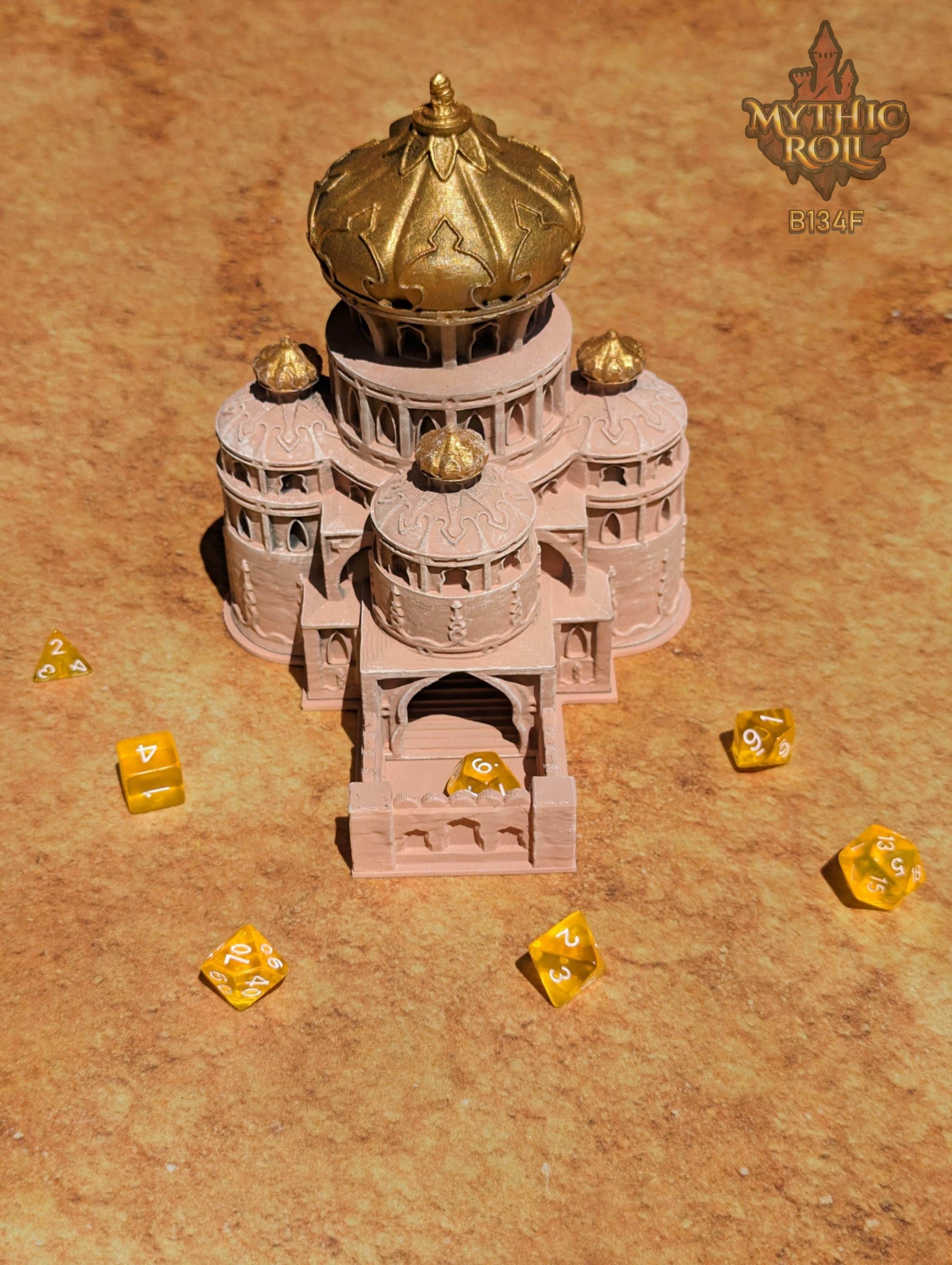 Al Qala 3D Printed Dice Tower by Unchained Games - Mythic Roll - Experience the Desert Warrior's Enigmatic Echoes with each roll! - Black / Yes- Include Random Dice Set