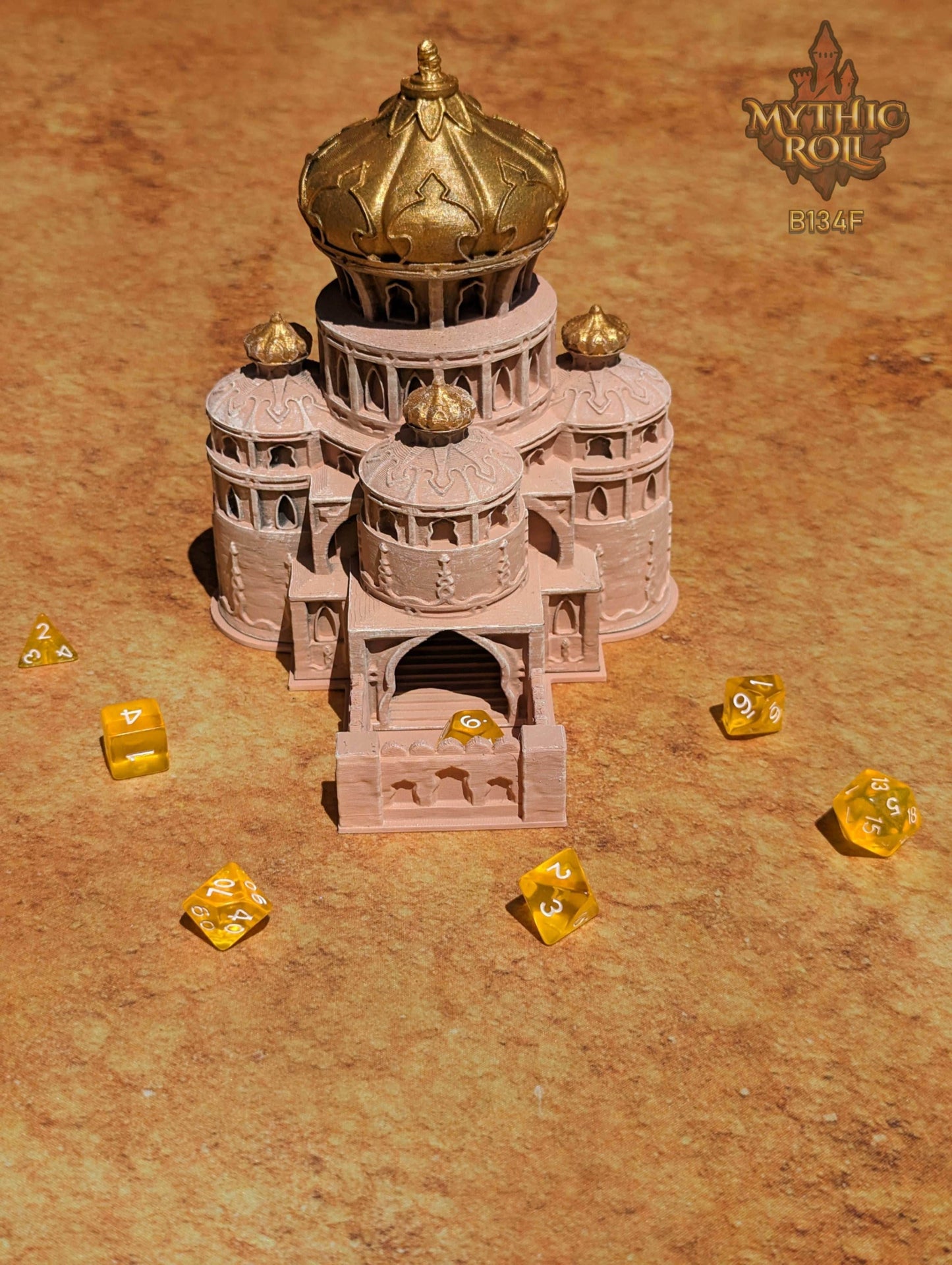Al Qala 3D Printed Dice Tower by Unchained Games - Mythic Roll - Experience the Desert Warrior's Enigmatic Echoes with each roll! - Black / Yes- Include Random Dice Set