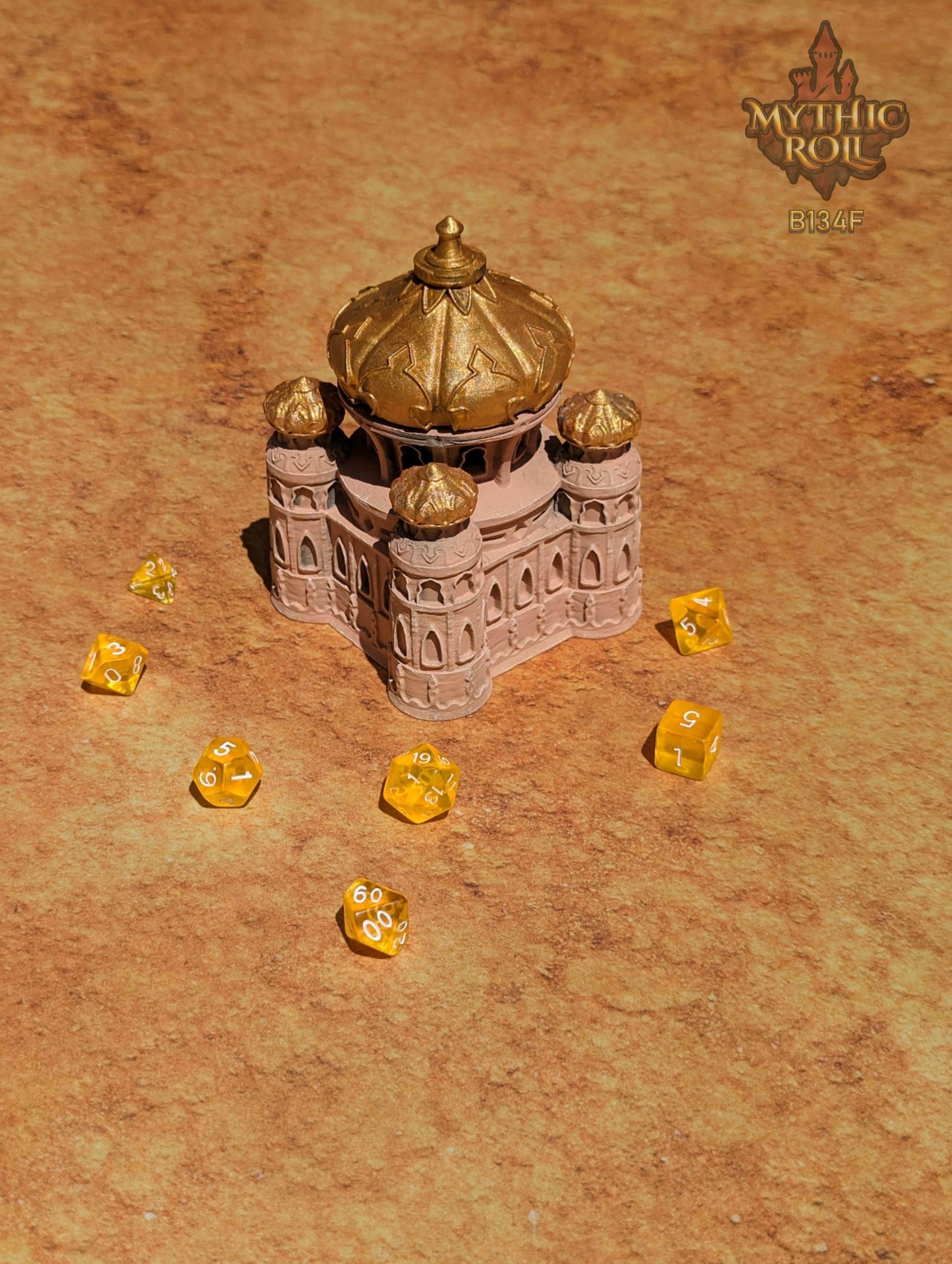 Dar as Salaam 3D Printed Dice Jail | RPG Dice Vault | D20 Box | Mythic Roll Collection - Guard Your Dice with the Mystique of Ancient Sands. - Black / Yes- Include Random Dice Set