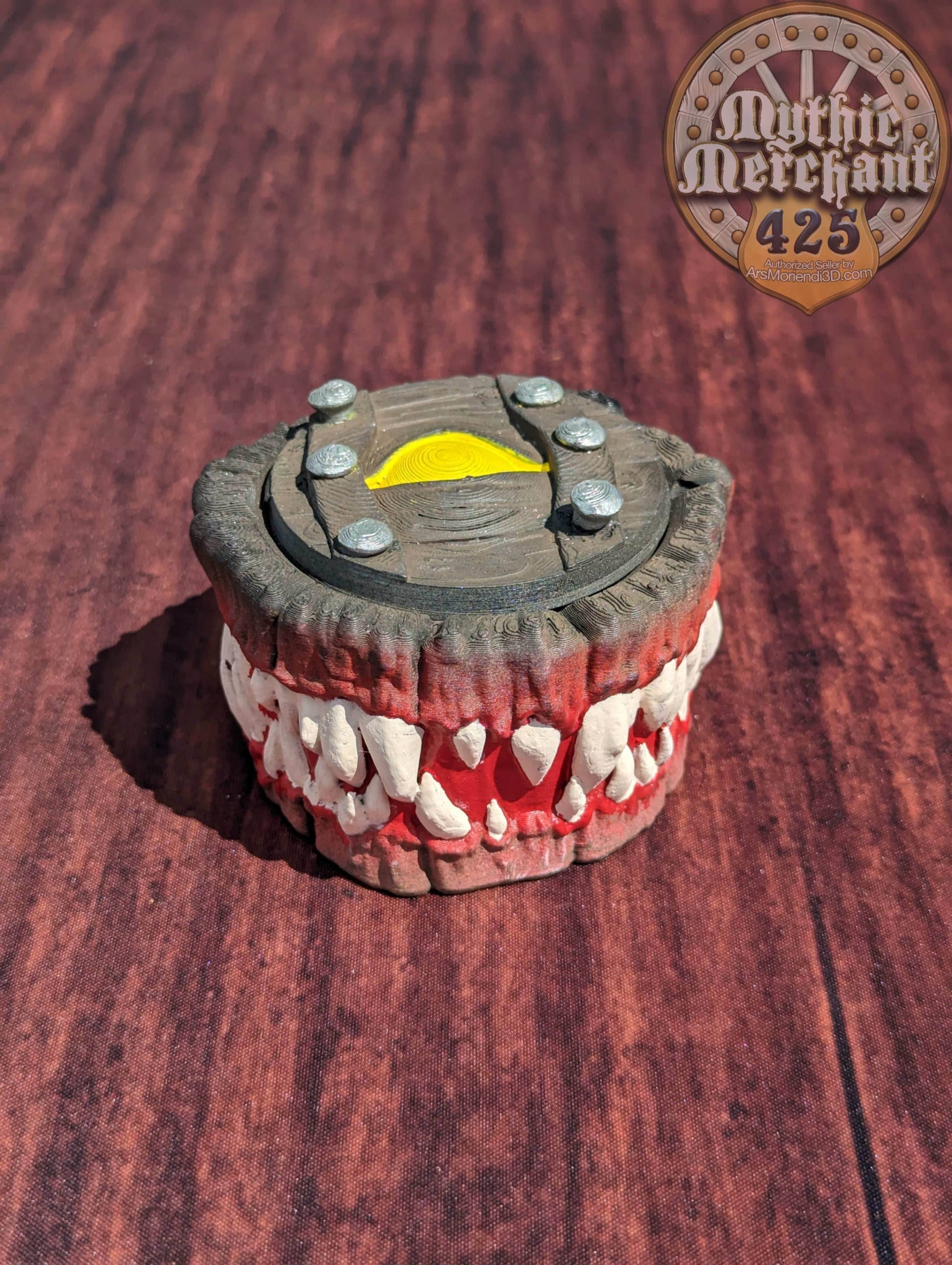 Mimic Monster 3D Printed Dice Jail | Dice Vault | Dice Storage Box | Tabletop Coaster | DnD Player Gift | Mythic Mugs by Ars Moriendi 3D - Black / Yes- Include Random Dice Set