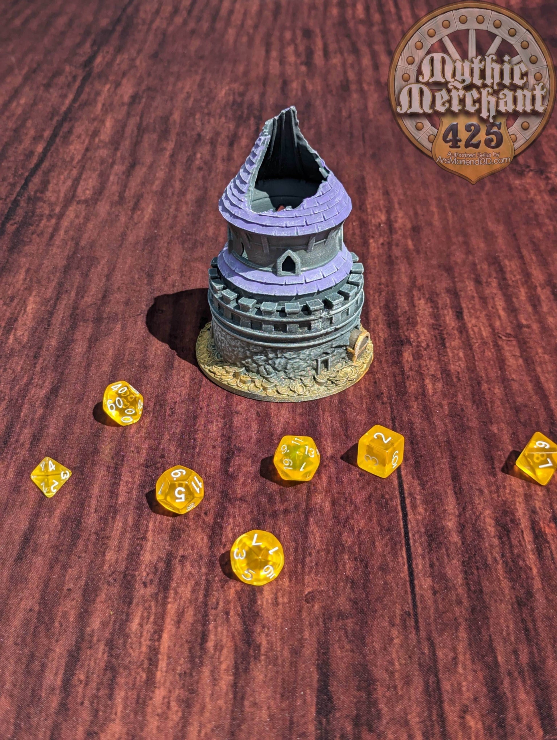Dungeon Game Master 3D Printed Dice Jail | Dice Vault | Dice Box | Mythic Mugs by Ars Moriendi 3D - The Perfect Dungeon Master Gift! - Black / Yes- Include Random Dice Set