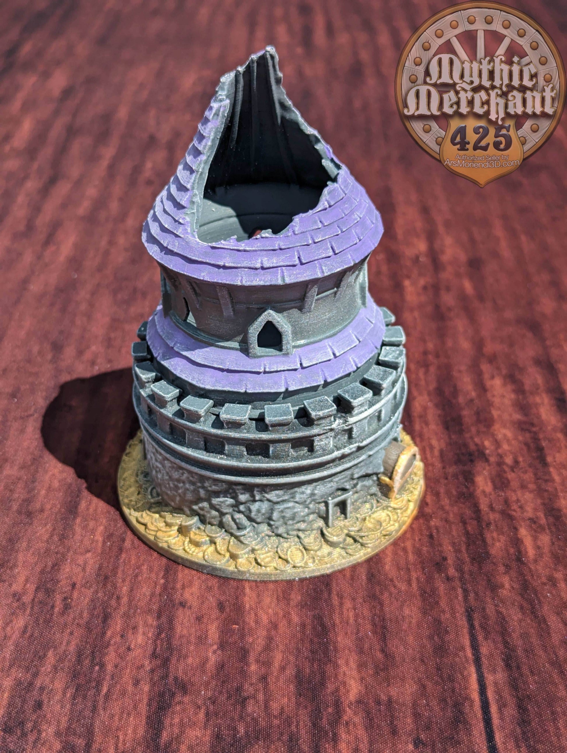 Dungeon Game Master 3D Printed Dice Jail | Dice Vault | Dice Box | Mythic Mugs by Ars Moriendi 3D - The Perfect Dungeon Master Gift! - Black / Yes- Include Random Dice Set