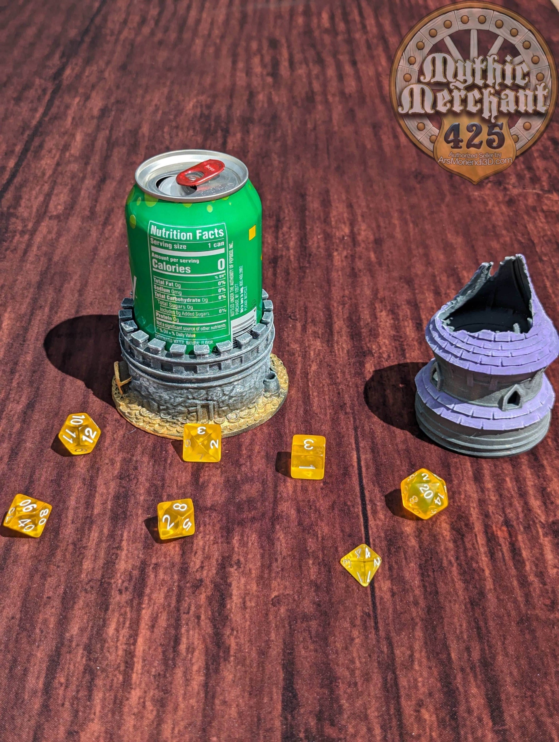 Dungeon Game Master 3D Printed Dice Jail | Dice Vault | Dice Box | Mythic Mugs by Ars Moriendi 3D - The Perfect Dungeon Master Gift! - Black / Yes- Include Random Dice Set