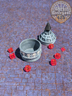 Necromancer 3D Printed Dice Jail | RPG Dice Vault | D20 Storage Box | Fantasy RPG Cosplay - Wargaming - Harness Dark Arts & Undying Spirits - Black / Yes- Include Random Dice Set