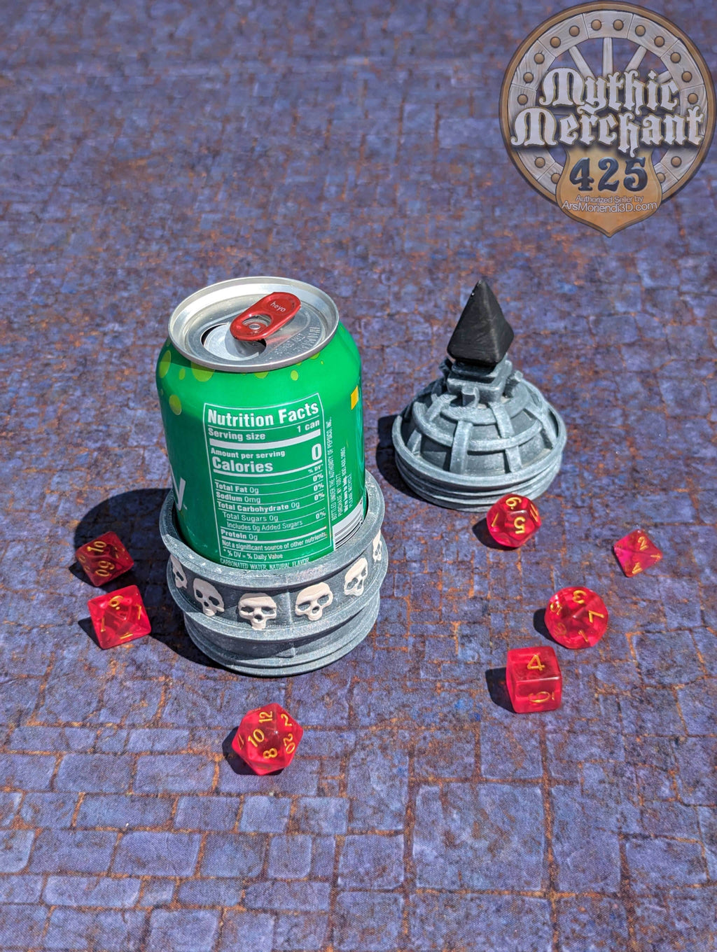 Necromancer 3D Printed Dice Jail | RPG Dice Vault | D20 Storage Box | Fantasy RPG Cosplay - Wargaming - Harness Dark Arts & Undying Spirits - Black / Yes- Include Random Dice Set
