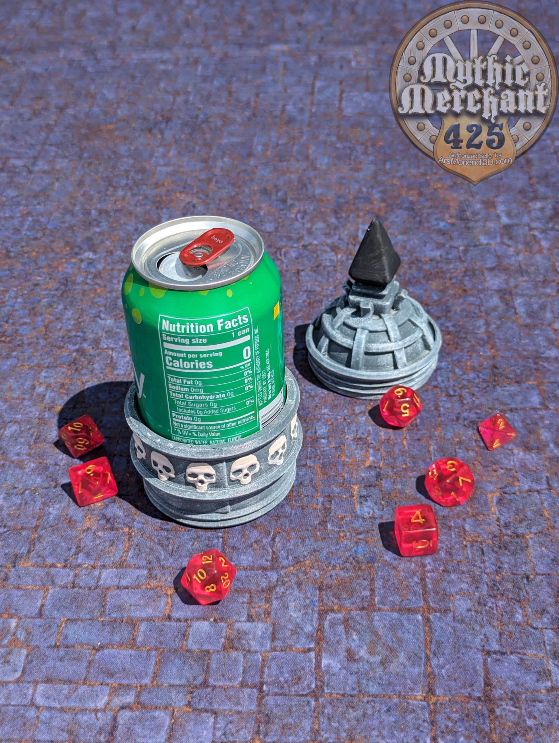 Necromancer 3D Printed Dice Jail | RPG Dice Vault | D20 Storage Box | Fantasy RPG Cosplay - Wargaming - Harness Dark Arts & Undying Spirits - Black / Yes- Include Random Dice Set