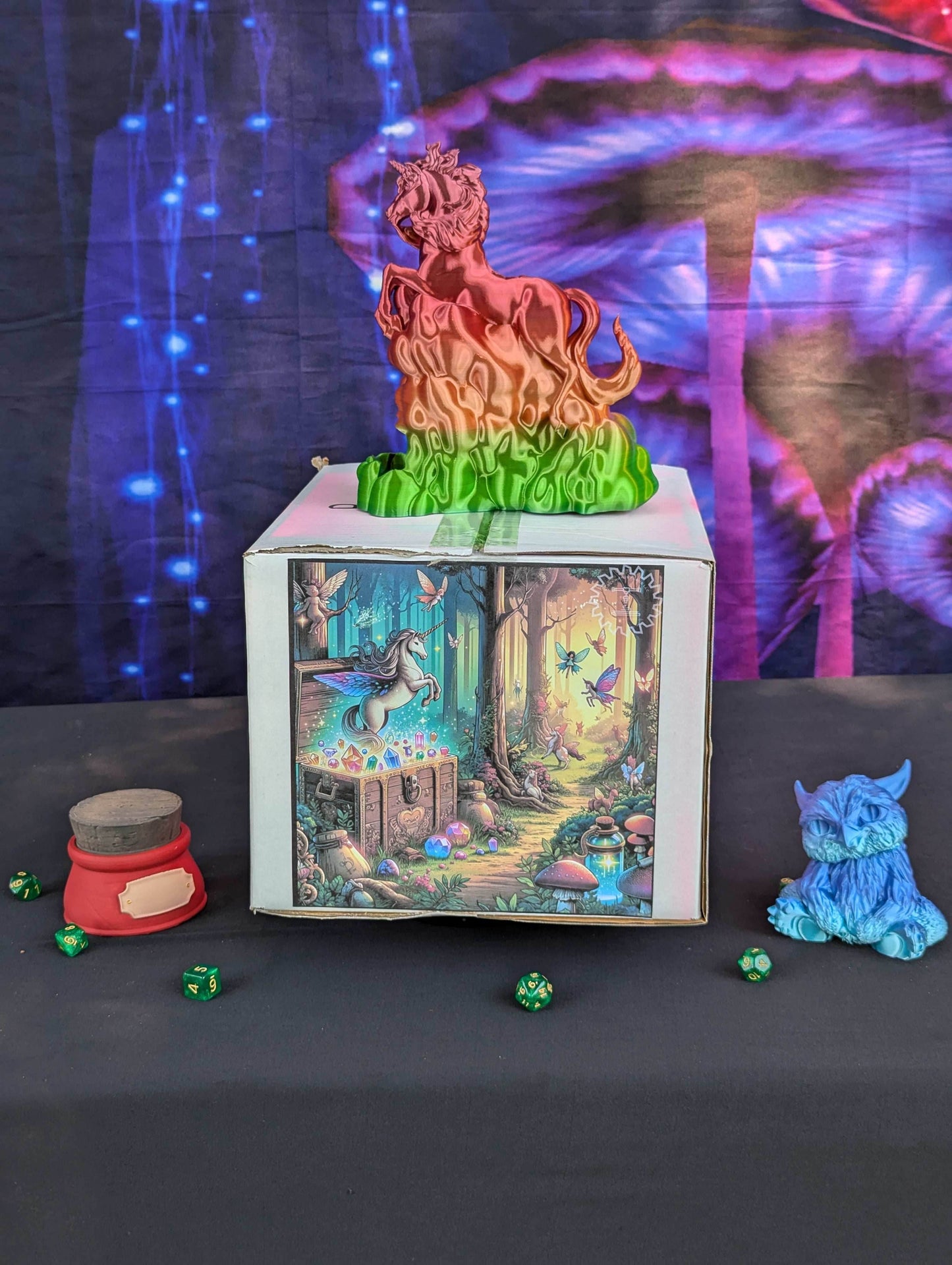 Enchanted Grove Gear Box| Enchanted Forest Mystery Loot Box | Dice Tower | RPG Dice Jail | DnD Can Holder | Player Gift- Discover the Magic! - Hand Painted Items