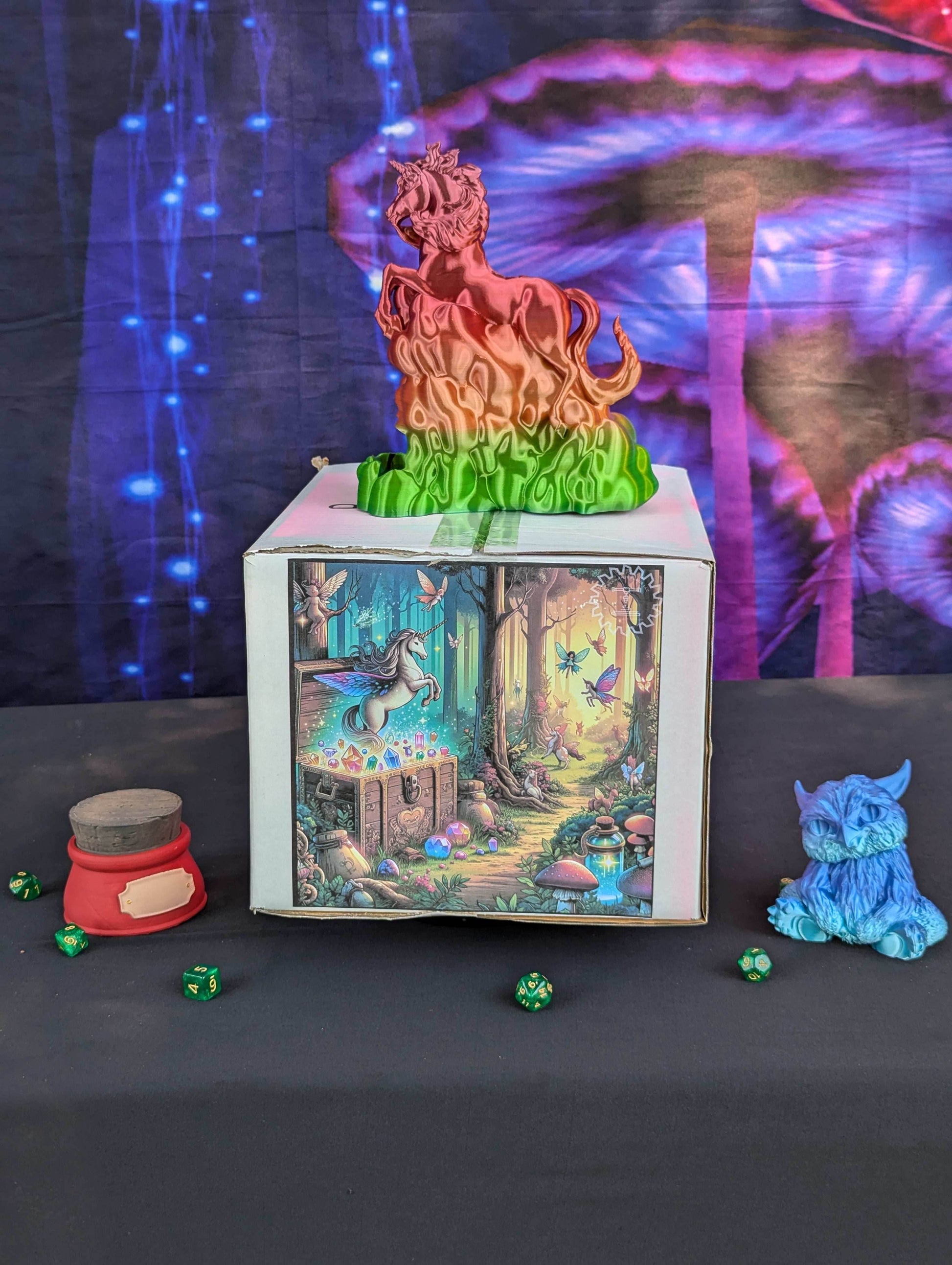 Enchanted Grove Gear Box| Enchanted Forest Mystery Loot Box | Dice Tower | RPG Dice Jail | DnD Can Holder | Player Gift- Discover the Magic! - Hand Painted Items