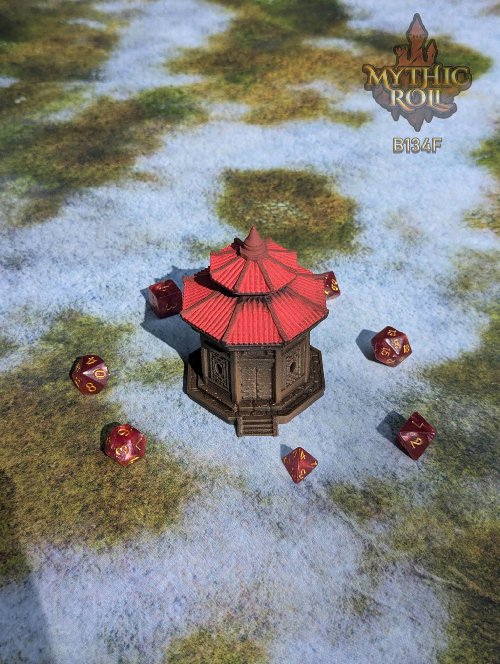 Samurai Warrior Chinshi-Shizuka 3D Printed Dice Jail | RPG Dice Vault | D20 Storage Box | Player Gift Mythic Roll by Unchained Games - Black / Yes- Include Random Dice Set
