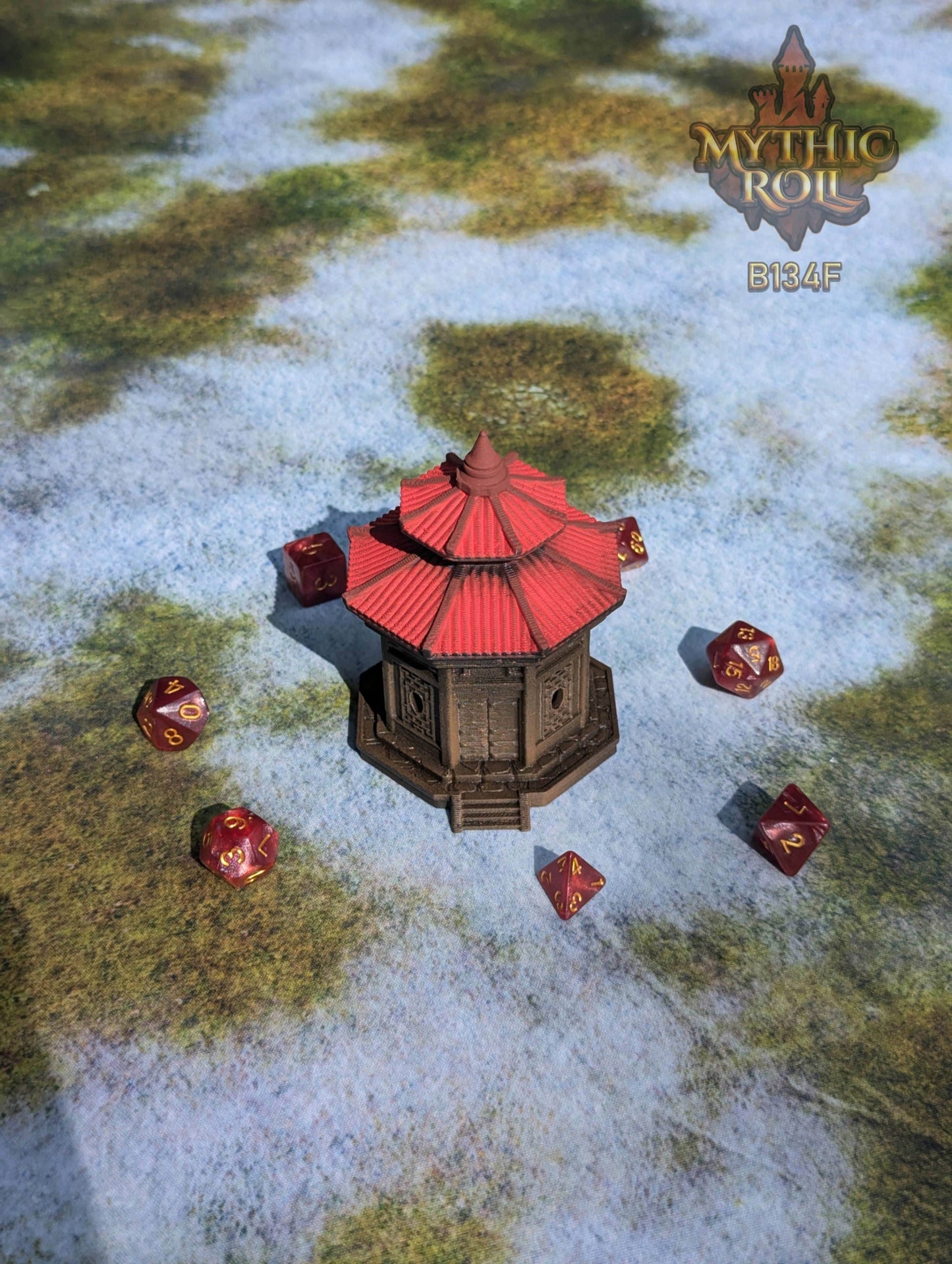 Samurai Warrior Chinshi-Shizuka 3D Printed Dice Jail | RPG Dice Vault | D20 Storage Box | Player Gift Mythic Roll by Unchained Games - Black / Yes- Include Random Dice Set