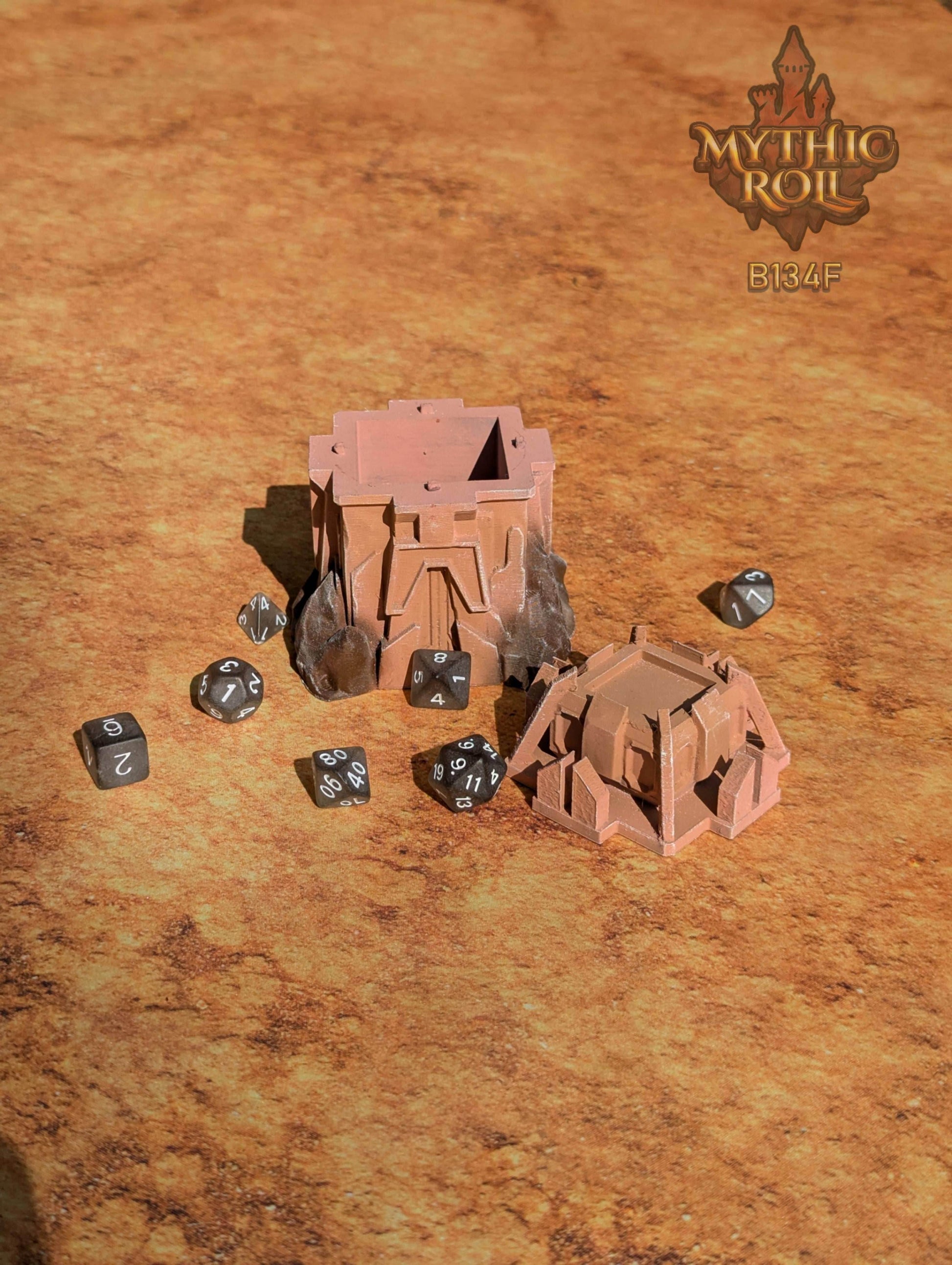 Ancient Anomaly 3D Printed Dice Box/Jail/Vault by Unchained Games - Mythic Roll Collection - Guard Your Dice with Secrets from Time's Abyss. - Black / Yes- Include Random Dice Set