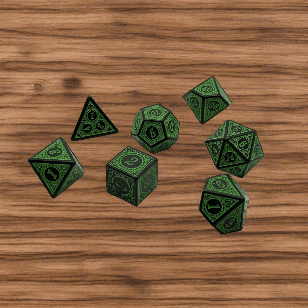 Enchanted Ent - 7 Piece DnD Dice Set | Acrylic RPG Gaming Dice - 