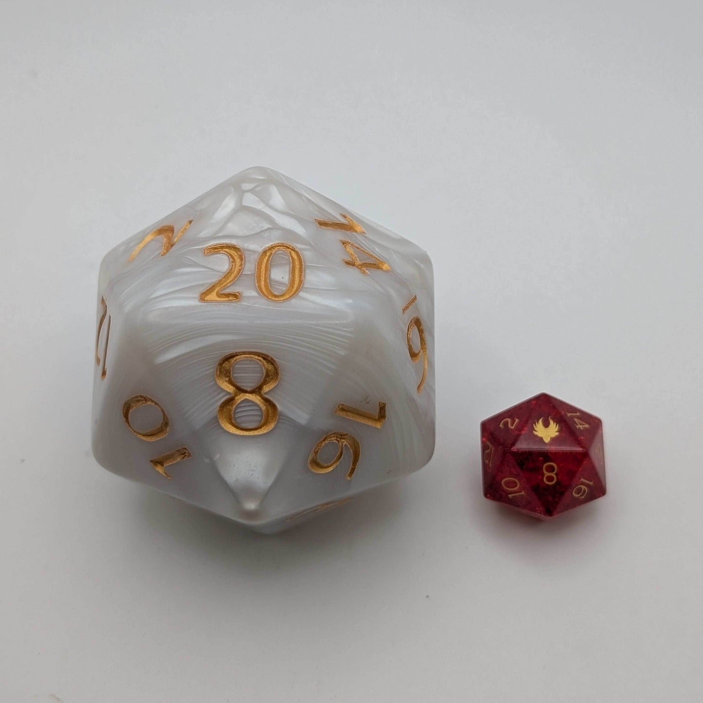 Chonk D20 - 55mm Titan sized D20 - White Pearl