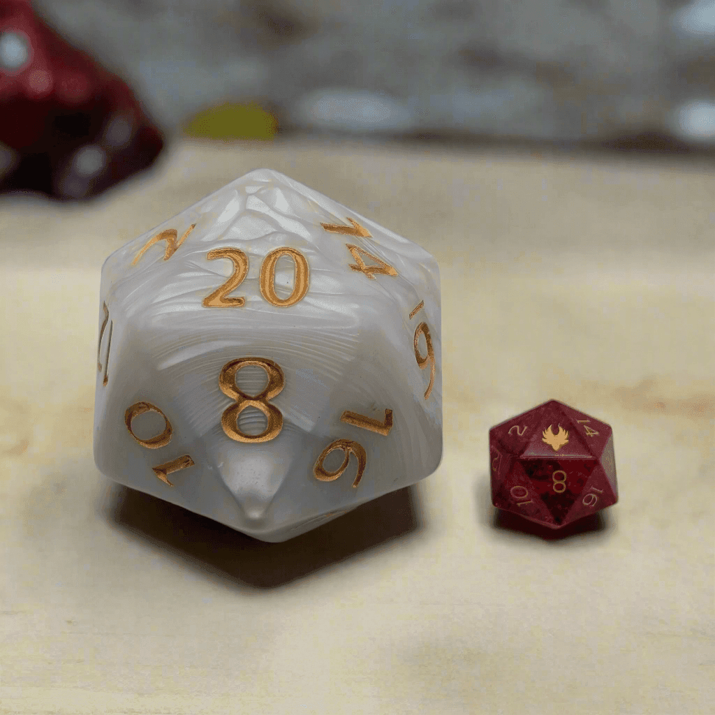 Chonk D20 - 55mm Titan sized D20 - White Pearl