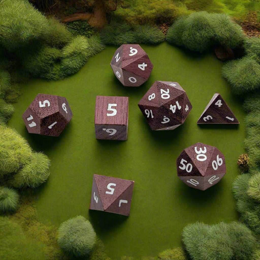 Briarwood Berry - 7 Piece DnD Dice Set | Wood RPG Gaming Dice - 