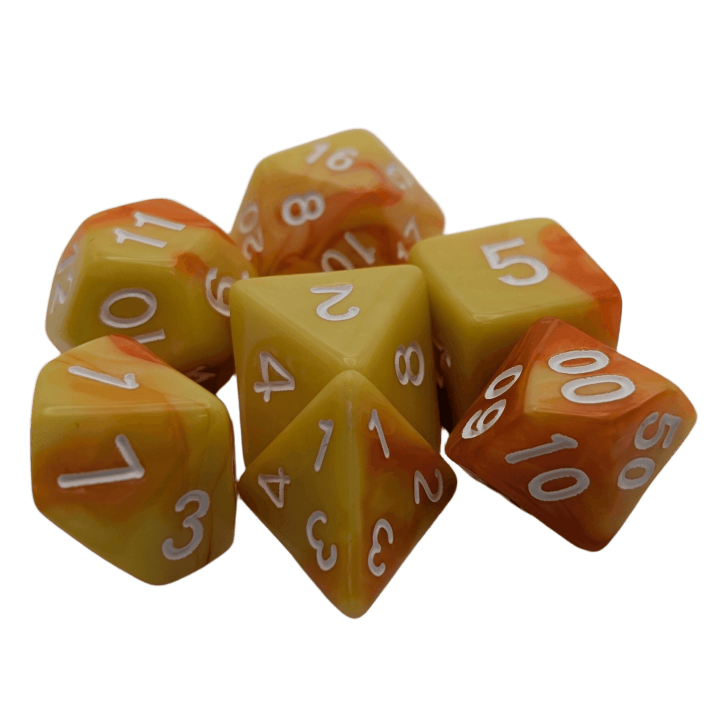 Lemon Orange - 7 Piece DnD Dice Set | Acrylic RPG Gaming Dice - 