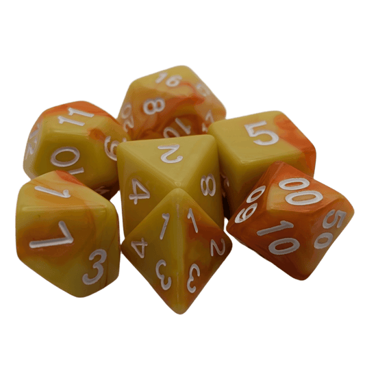 Lemon Orange - 7 Piece DnD Dice Set | Acrylic RPG Gaming Dice - 