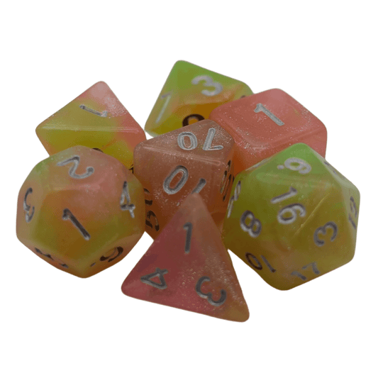 Summer's Joy - 7 Piece DnD Dice Set | Acrylic RPG Gaming Dice - 