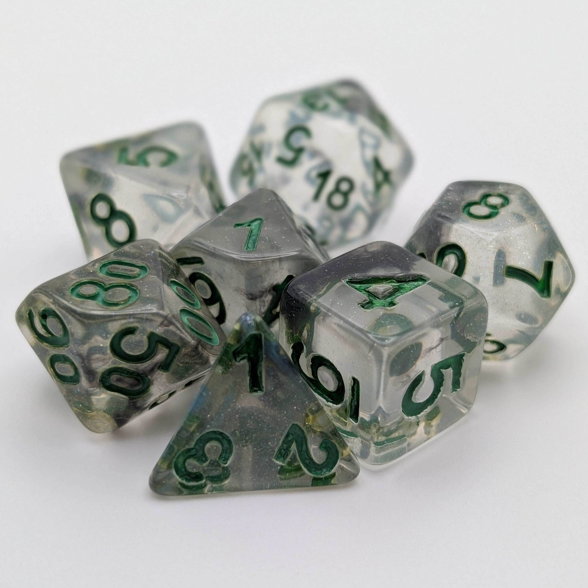 Shinning Stars - 7 Piece DnD Dice Set | Acrylic RPG Gaming Dice - 