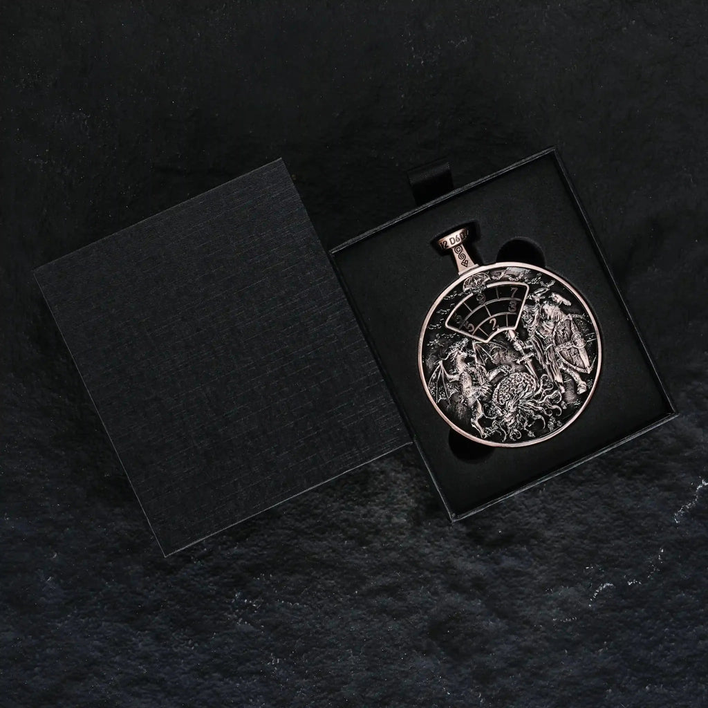 Unique Metal DND Spinning Dice Pocket Watch