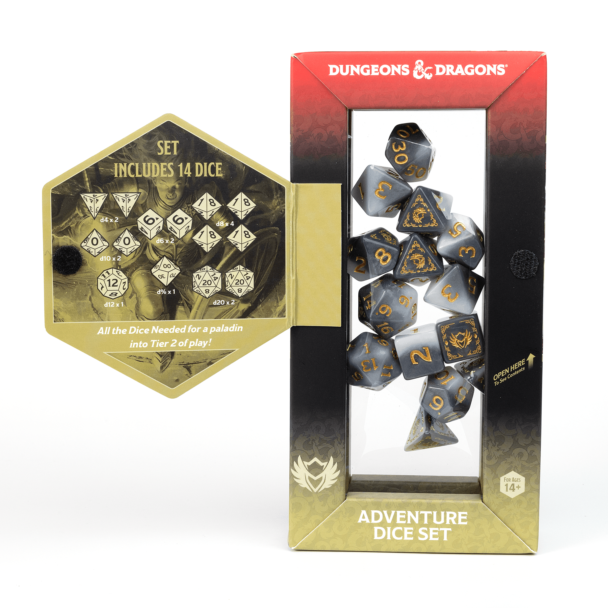 D&D Adventure Dice Set - Paladin Edition | White/Grey 14pc Collection - 