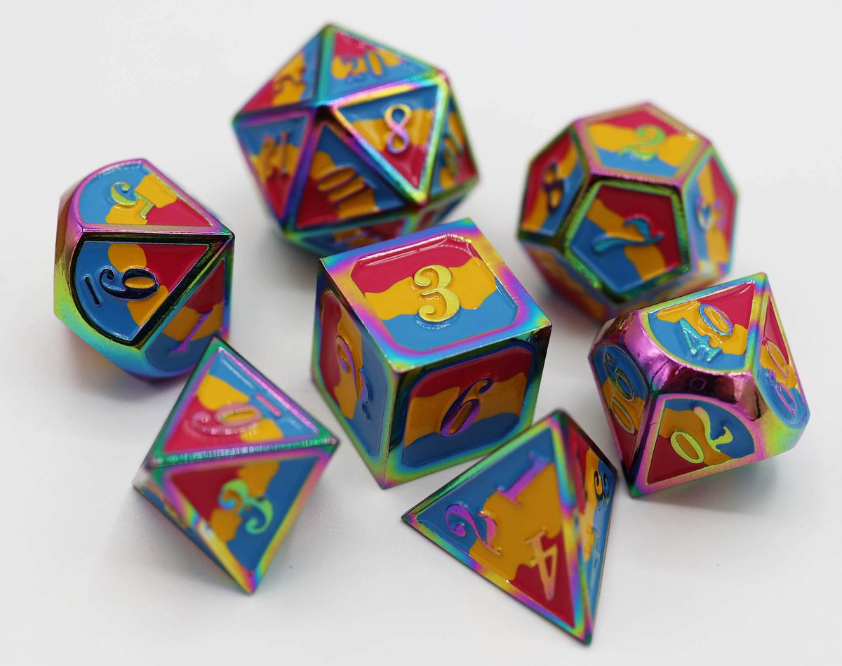 Pansexual Pride Flag - Metal RPG Dice Set - 