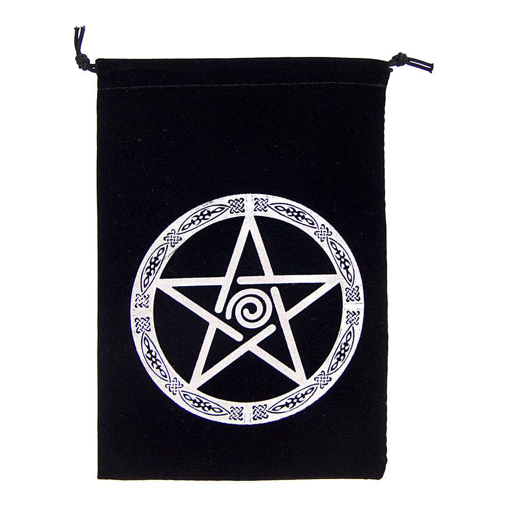 Pentacle Black Velvet Embroidered Bag - 