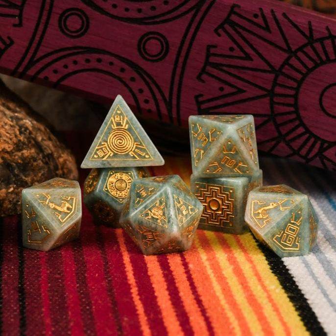 Peruvian Amazonite Stone Dice Set - Dice Around the World Collection - 