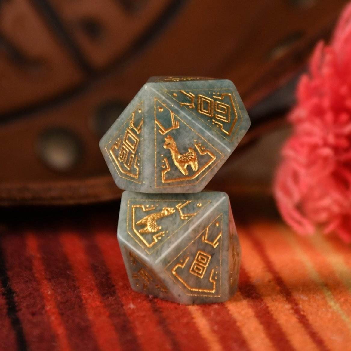 Peruvian Amazonite Stone Dice Set - Dice Around the World Collection - 