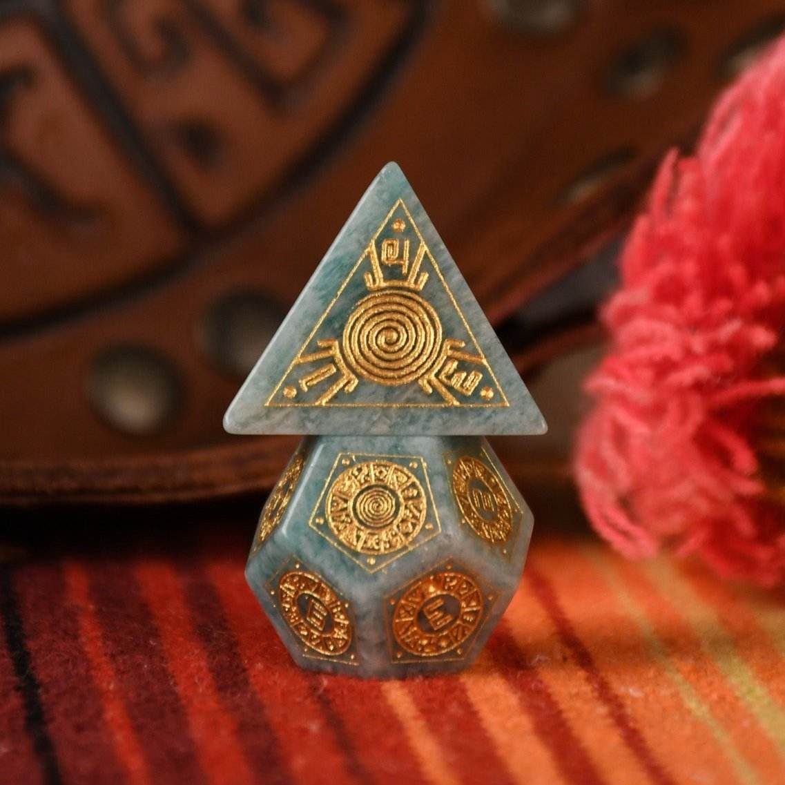 Peruvian Amazonite Stone Dice Set - Dice Around the World Collection - 