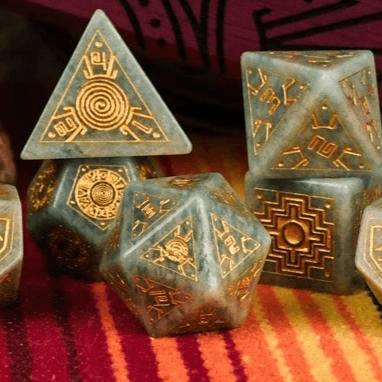 Peruvian Amazonite Stone Dice Set - Dice Around the World Collection - 