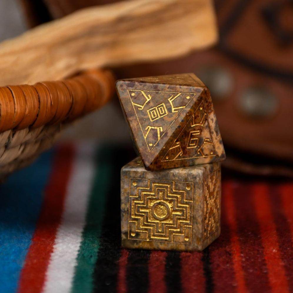 Peruvian Leopard Jasper Stone Dice Set - Dice Around the World Collection - 