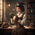 Victorian Steampunk Goggles with magnifying eye loupes blue lenses
