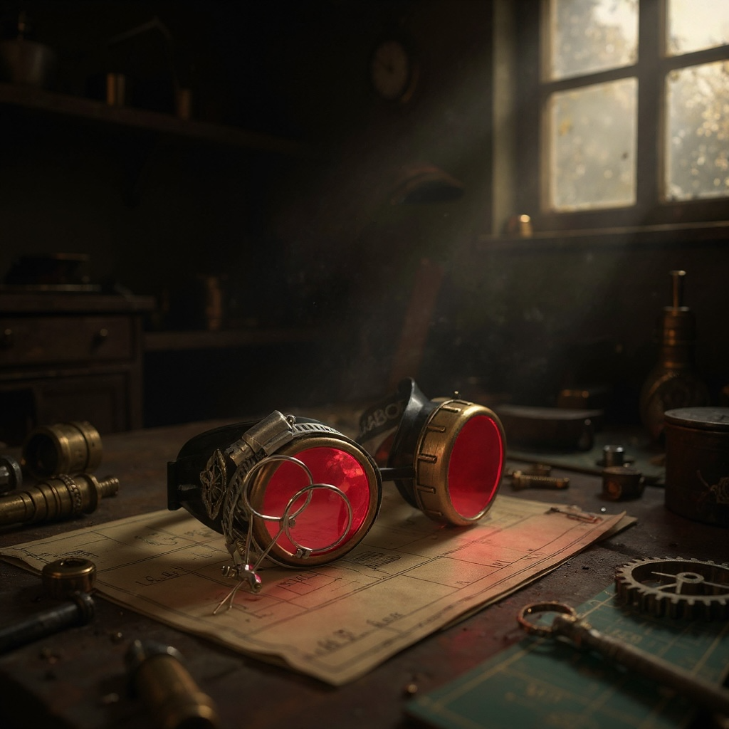 Steampunk Goggles with magnifying loupes crystal clear spiral diffraction lenses