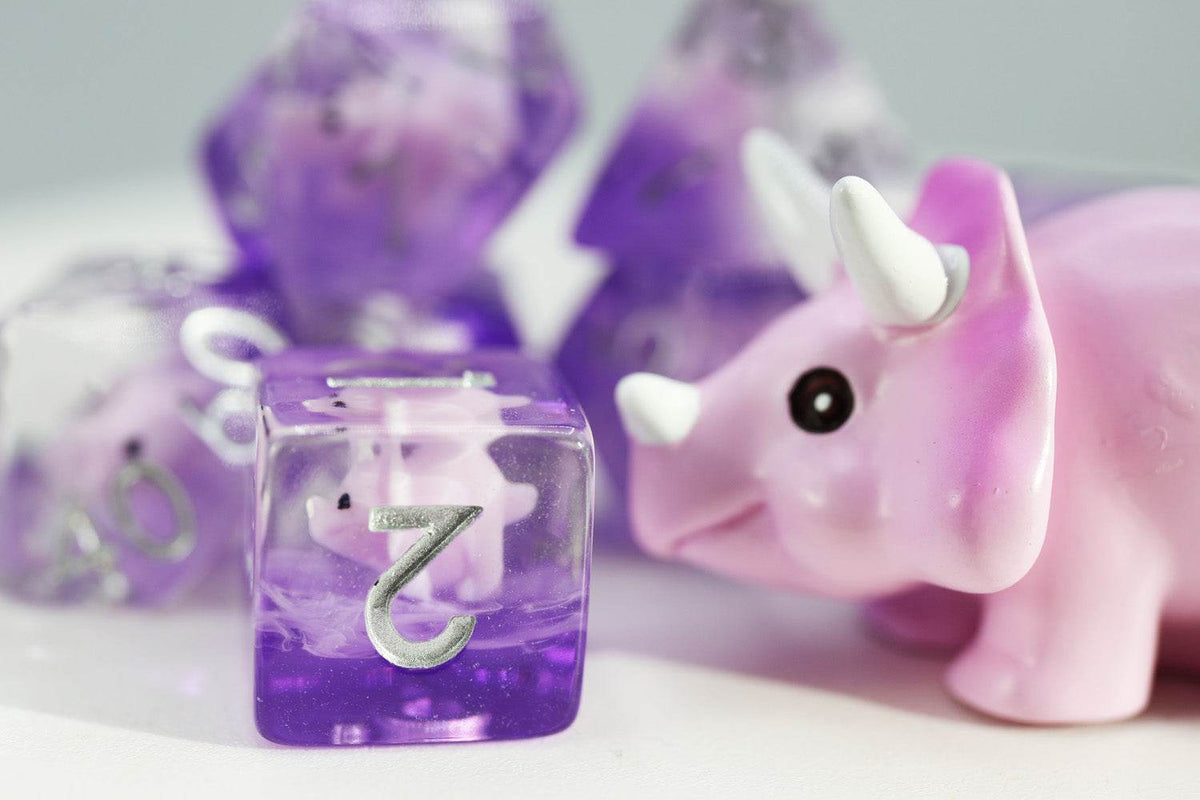 Pink Triceratops RPG Dice Set - 