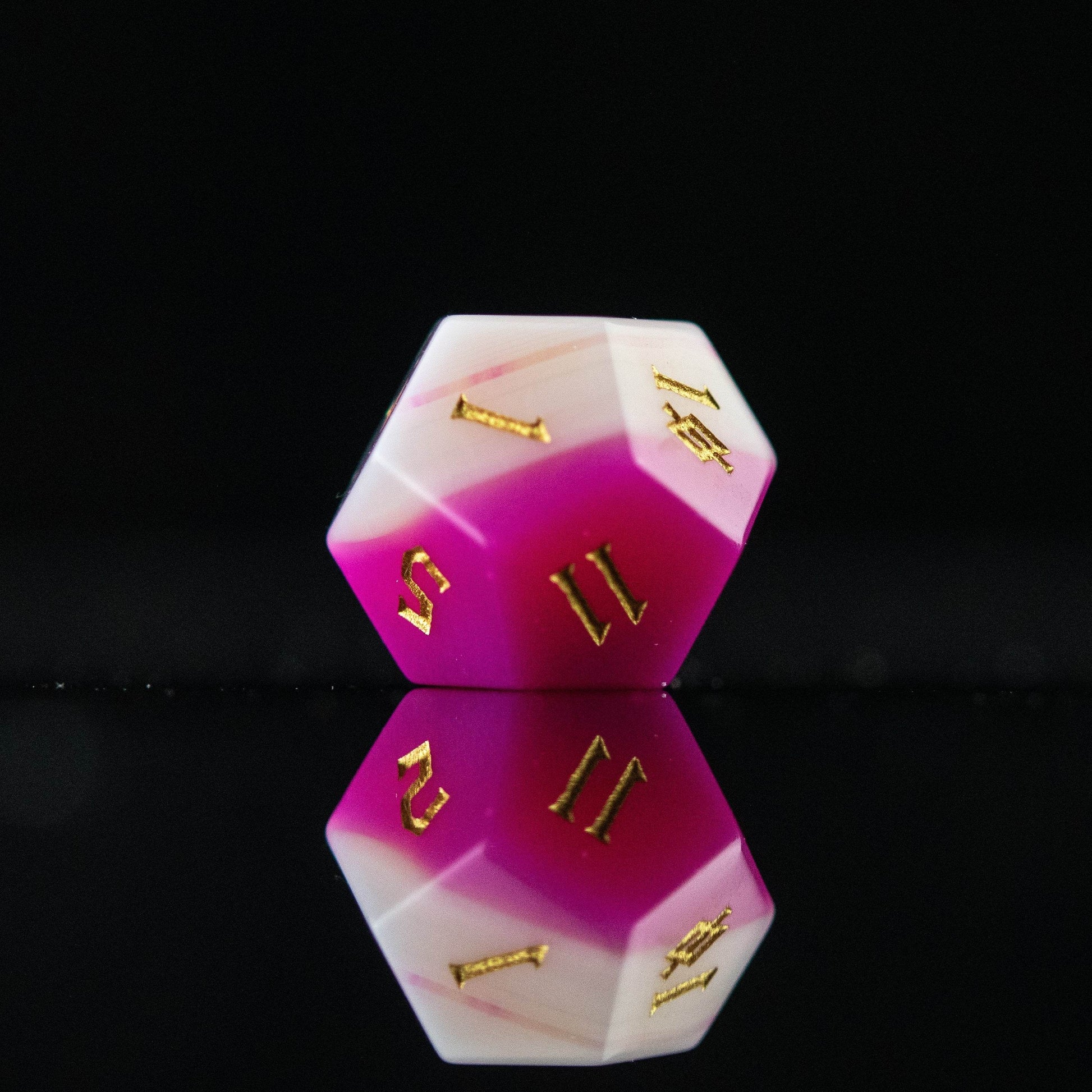 Pink Agate Stone Dice Set - 