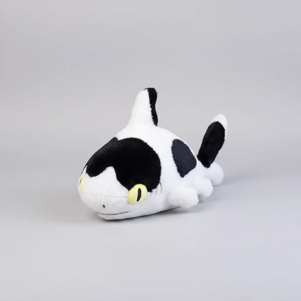 Kawaii Cow Shark Plush Toy – Fluffy Black & White Marine Animal Sleeping Bolster (50–100cm)