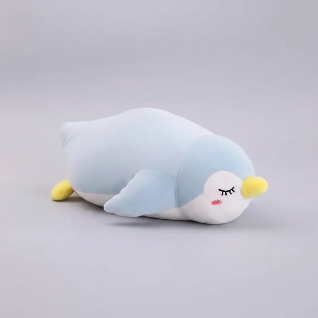 Kawaii Penguin Plush Toy – Soft Stuffed Cartoon Penguin Doll in Black & Sky Blue (50 & 70cm)