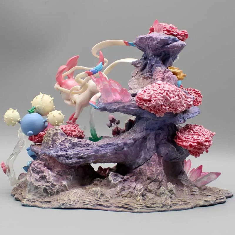 Pokemon Sylveon Anime Figures, Eevee Island Action Figurines PVC Statue Desk Decor 20 cm