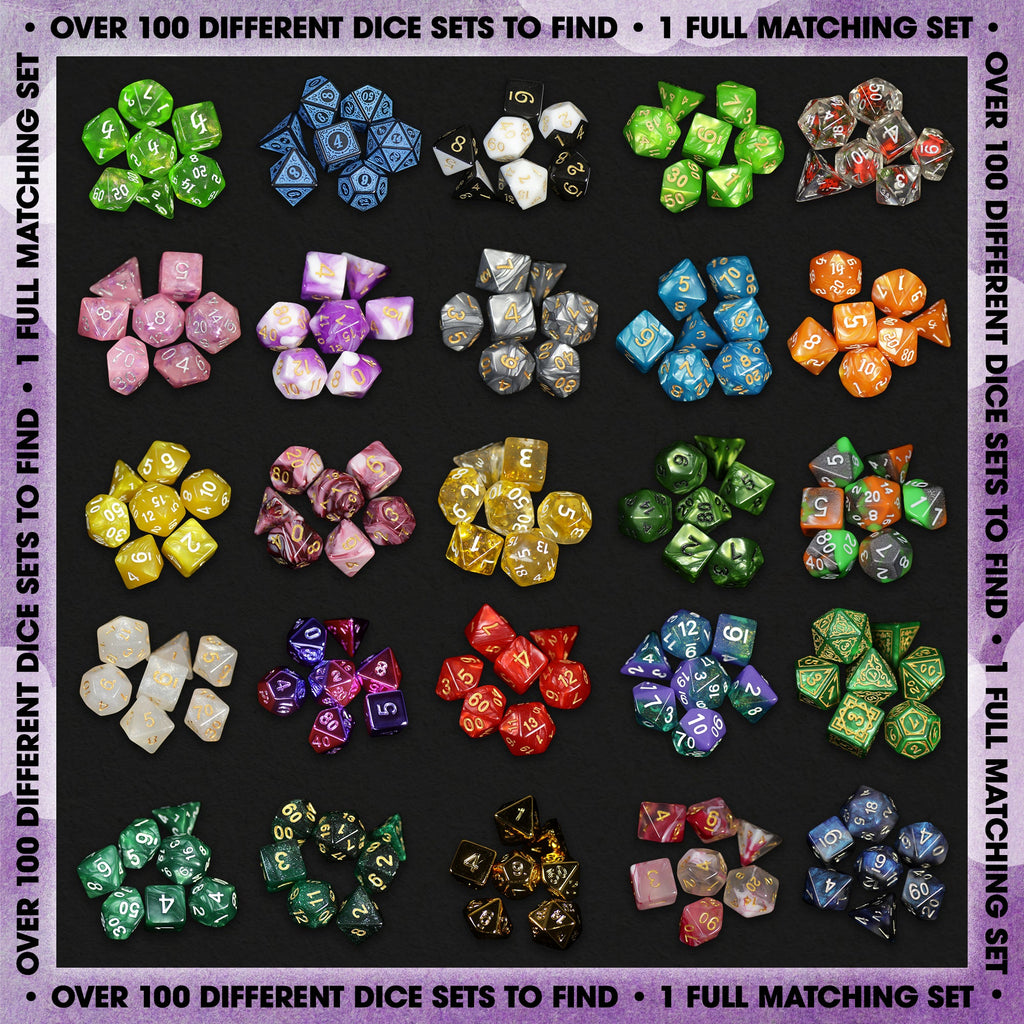 Premium Mystery Dice 6 Pack – Dice, Pins, and Stickers! No Duplicates!