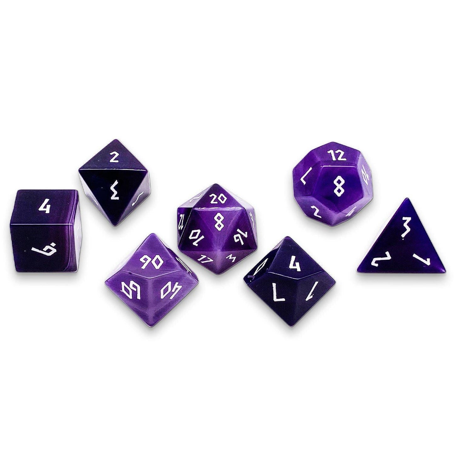 Purple Striped Agate - 7 Piece RPG Set Gemstone Dice