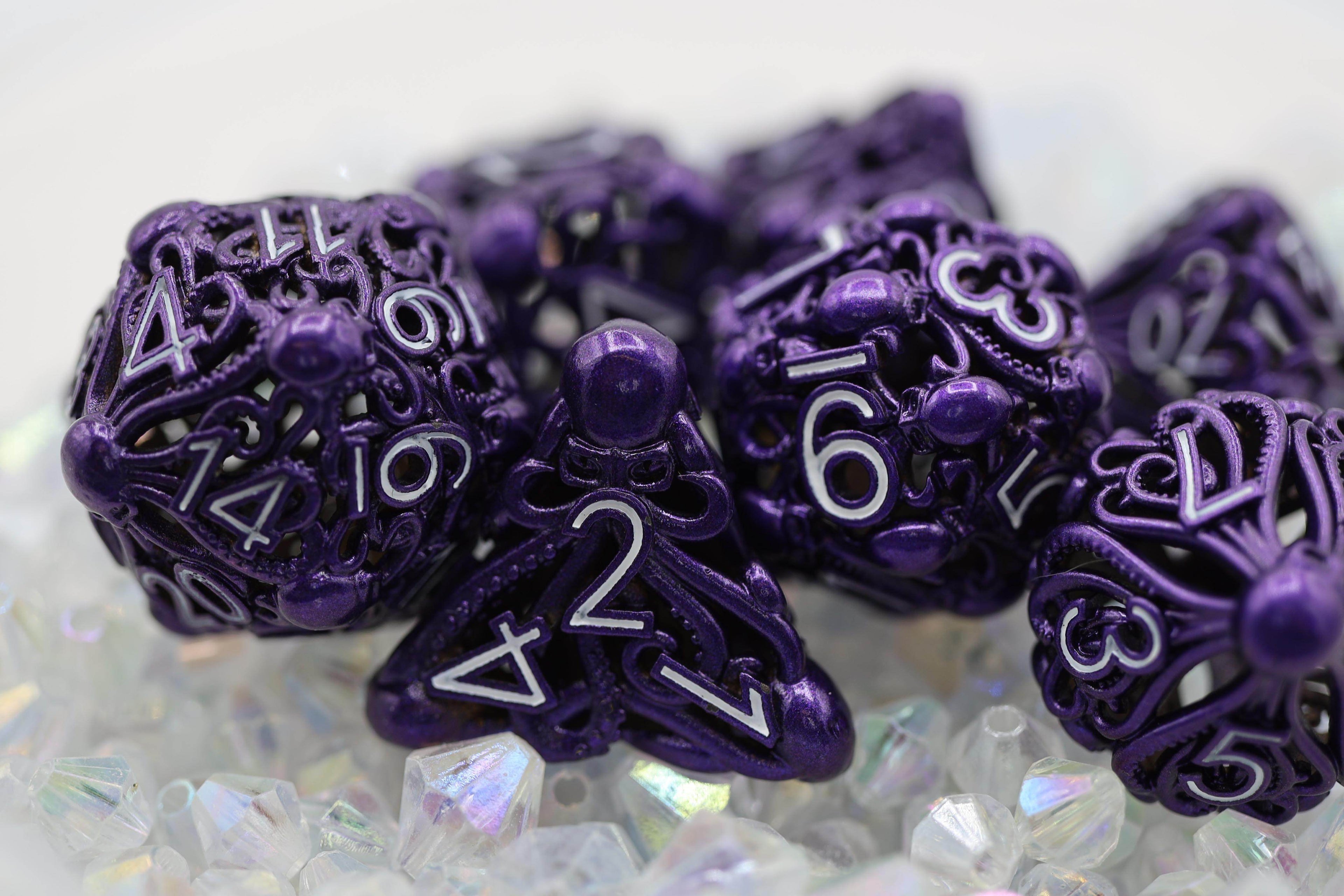 Mind Eater: Electric Purple - Hollow Metal RPG Dice Set - 
