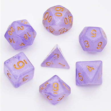 Purple Silk Translucent Dice RPG Dice Set - 
