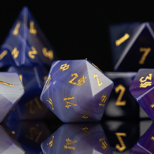 Purple Agate Stone Dice Set - 